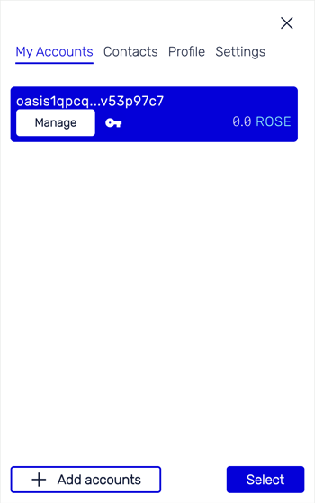 Settings popup
